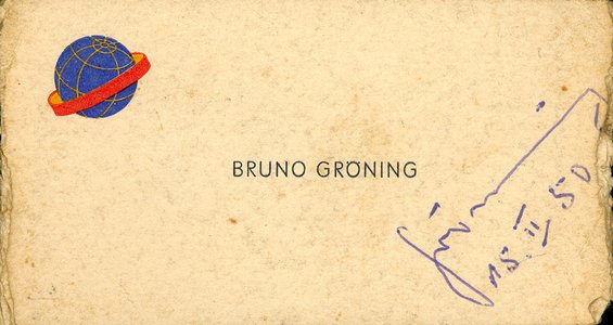 15.2.1950: Signierte Visitenkarte Bruno Grönings