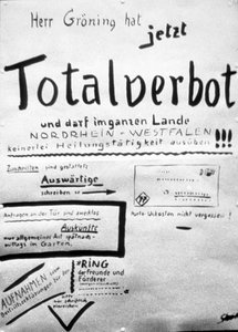 Informationstafel über Heilverbot: „Herr Gröning hat jetzt Totalverbot und darf im ganzen Lande Nordrhein-Westfalen keinerlei Heiltätigkeit ausüben!!!“